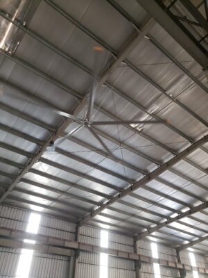 Quạt trần công nghiệp cánh lớn HVLS được ứng dụng tại nhà máy sx bao bì